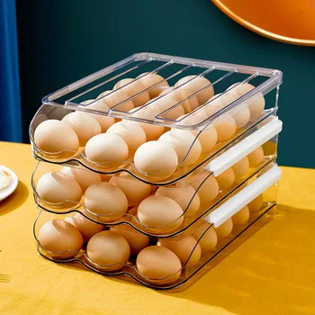 Автоматична Перекатывающаяся кутия за съхранение на яйца, многопластови стелажи-стойка за хладилник, Кутия за съхранение на пресни яйца, опаковки за подаръци, Кухненски организаторите