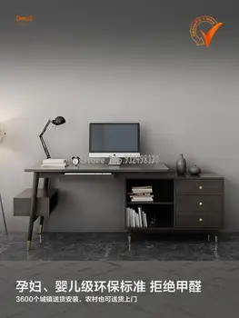 Ъглово бюро в скандинавски стил с библиотека и гардероб прост модерен настолен компютър часа за обучение, работно офис бюро